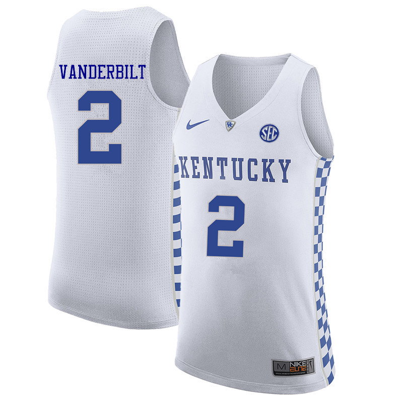 Men Kentucky Wildcats #2 Jarred Vanderbilt College Basketball Jerseys Sale-White
